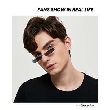 Shop Slocyclub Vintage Rectangle Skinny Sunglasses