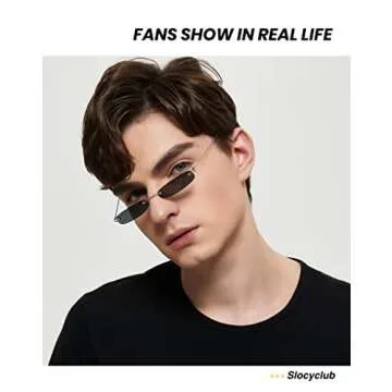 Shop Slocyclub Vintage Rectangle Skinny Sunglasses