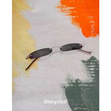 Shop Slocyclub Vintage Rectangle Skinny Sunglasses