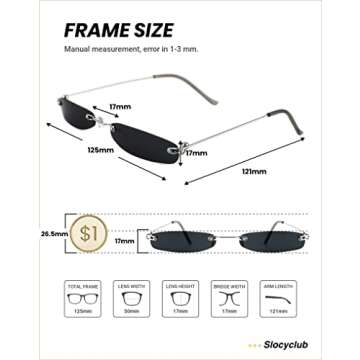 Shop Slocyclub Vintage Rectangle Skinny Sunglasses