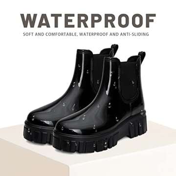 RIUETAR Rain Boots for Women Men, Comfort Lightweight Waterproof Garden Boots, Platform Rubber Chelsea Ankle Rain Boots, Adult Cute Soft Insole Short Rain Boots for Outdoor