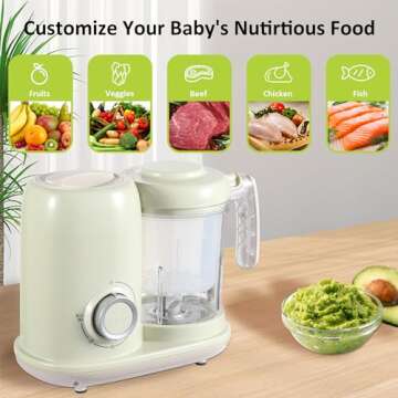 AMZBABYCHEF Baby Food Maker, 4 in 1 Baby Food Processor and Steamer, Baby Blender, Multifunctional Baby Puree Maker, Dishwasher Safe, Green