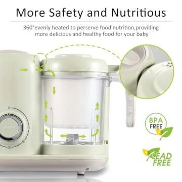AMZBABYCHEF Baby Food Maker, 4 in 1 Baby Food Processor and Steamer, Baby Blender, Multifunctional Baby Puree Maker, Dishwasher Safe, Green