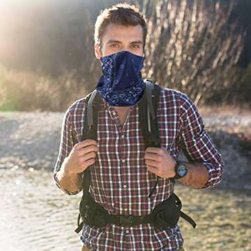 FAYBOX 6pcs Magic Wide Wicking Headbands Outdoor Headwear Bandana Sports Scarf Tube UV Face Mask for Workout Yoga Running Hiking Riding Motorcycling