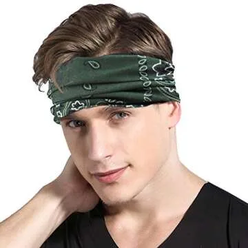 FAYBOX 6pcs Magic Wide Wicking Headbands Outdoor Headwear Bandana Sports Scarf Tube UV Face Mask for Workout Yoga Running Hiking Riding Motorcycling