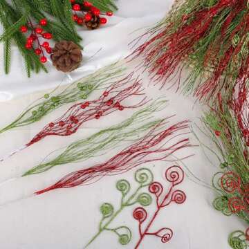 Rowfad Christmas Glitter Berry Stems - 48 Pcs Decorative Picks