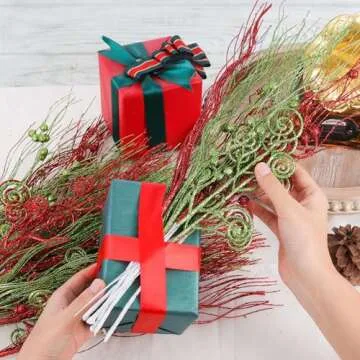 Rowfad Christmas Glitter Berry Stems - 48 Pcs Decorative Picks