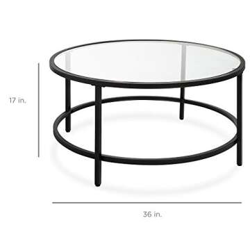 Best Choice Products 36in Modern Round Tempered Glass Accent Side Coffee Table for Living Room, Dini...