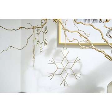 Set of 6 Brass Gold Snowflake Ornaments for Any Occasion