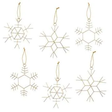 Set of 6 Brass Gold Snowflake Ornaments for Any Occasion