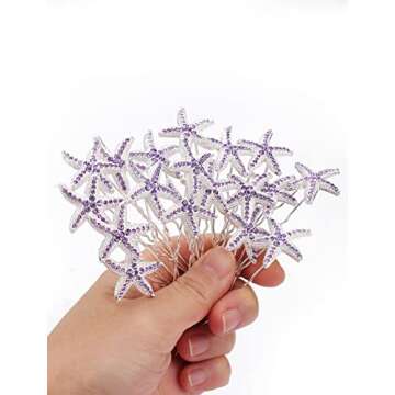 Jaciya 18 Pack Bride Purple Crystal Rhinestone Starfish Hair Pin Hair Jewelry Hair Accessories Women...
