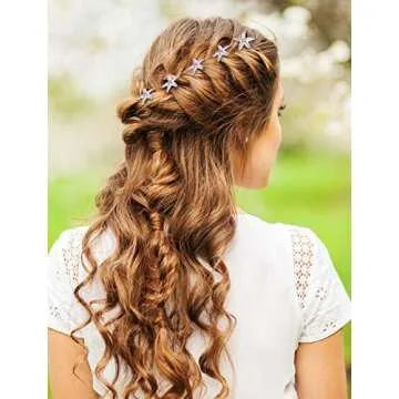 Jaciya 18 Pack Bride Purple Crystal Rhinestone Starfish Hair Pin Hair Jewelry Hair Accessories Women Head Wear Headdress for Beach Themed Wedding Party Silver Hair Clips for Women