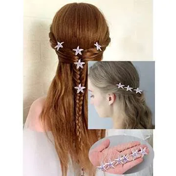 Jaciya 18 Pack Bride Purple Crystal Rhinestone Starfish Hair Pin Hair Jewelry Hair Accessories Women Head Wear Headdress for Beach Themed Wedding Party Silver Hair Clips for Women