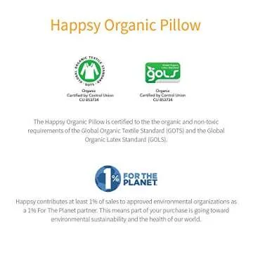 Happsy Organic Latex Pillow - Queen Bed Pillow with Breathable Cotton - Eco-Friendly & Non-Toxic Nec...