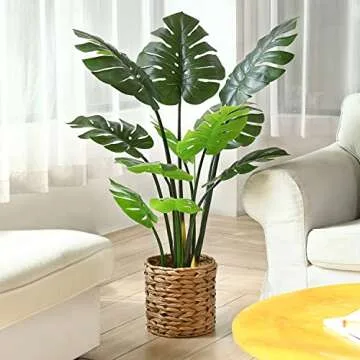 FOPAMTRI Artificial Monstera Deliciosa Plant 43" Fake Tropical Palm Tree, Perfect Faux Swiss Cheese Plant for Home Garden Office Store Decoration, 11 Leaves
