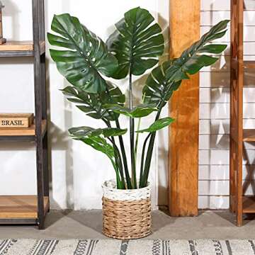 FOPAMTRI Artificial Monstera Deliciosa Plant 43" Fake Tropical Palm Tree, Perfect Faux Swiss Cheese Plant for Home Garden Office Store Decoration, 11 Leaves