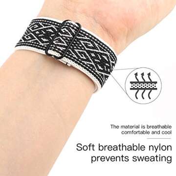 Adjustable Elastic Watch Band Compatible with Apple Watch 38mm 40mm 41mm, Nylon Stretchy Solo Loop Bracelet Women Replacement for iWatch Series SE/7/6/5/4/3/2/1 (Black White Rhombus, 38mm/40mm/41mm)