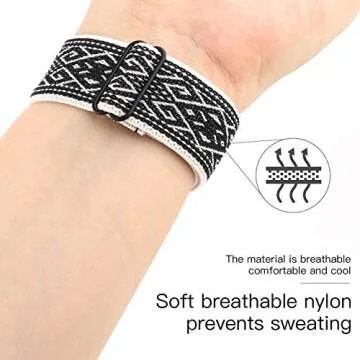 Adjustable Elastic Watch Band Compatible with Apple Watch 38mm 40mm 41mm, Nylon Stretchy Solo Loop Bracelet Women Replacement for iWatch Series SE/7/6/5/4/3/2/1 (Black White Rhombus, 38mm/40mm/41mm)