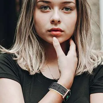 Adjustable Elastic Watch Band Compatible with Apple Watch 38mm 40mm 41mm, Nylon Stretchy Solo Loop Bracelet Women Replacement for iWatch Series SE/7/6/5/4/3/2/1 (Black White Rhombus, 38mm/40mm/41mm)