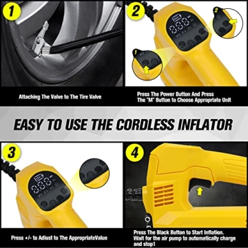 Portable Cordless Tire Inflator for Dewalt 20V Battery