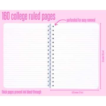 Lilly Pulitzer Pink/Blue Mini Spiral Notebook, 8.25" x 6.5" Small Journal with 160 College Ruled Pages, Viva La Lilly