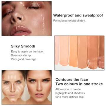 6 Colors Cream Contour Sticks Makeup Kit, Primer Face Highlighter Contouring for Beginners, Highlight and Contour Kit, Cream Concealer Makeup Blush Stick, Primer Face Corrector (SET B)