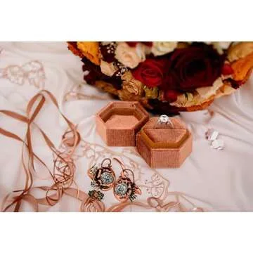 Elegant Beatrix & Luca Velvet Hexagon Ring Box