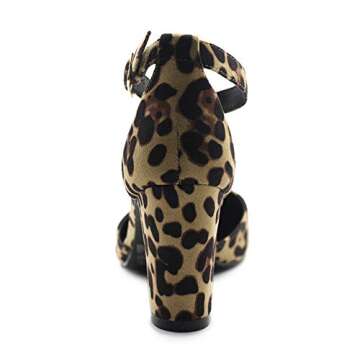 Ollio Women's Shoes Pointed Toe Ankle Straps Chunky Heels Pumps H95 (10 B(M) US, Leopard)