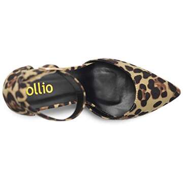 Ollio Women's Shoes Pointed Toe Ankle Straps Chunky Heels Pumps H95 (10 B(M) US, Leopard)