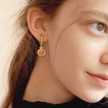 TOVABA Gold Pomegranate Hoop Earrings for Women 14k Gold Trendy Hoop Huggie Earrings Chunky Statement Lightweight Hoop Earrings Hypoallergenic Hoop Earrings for Women Trendy