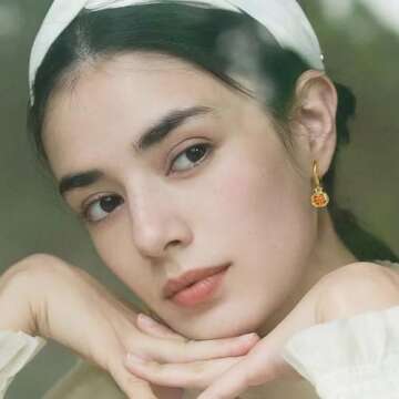 TOVABA Gold Pomegranate Hoop Earrings for Women 14k Gold Trendy Hoop Huggie Earrings Chunky Statement Lightweight Hoop Earrings Hypoallergenic Hoop Earrings for Women Trendy