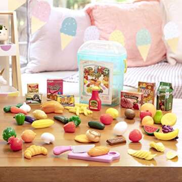 Battat- Play Circle- Play Food – Kitchen Toys – Grocery Store- Pretend Play- Pantry In A Bucket-...