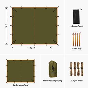 FREE SOLDIER Waterproof Portable Tarp Multifunctional Outdoor Camping Traveling Awning Backpacking T...