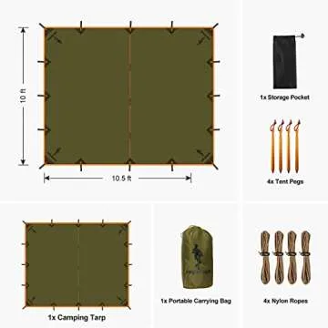 FREE SOLDIER Waterproof Portable Tarp Multifunctional Outdoor Camping Traveling Awning Backpacking T...