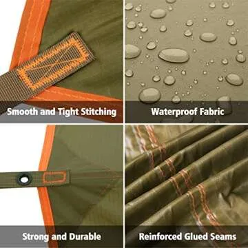 FREE SOLDIER Waterproof Portable Tarp Multifunctional Outdoor Camping Traveling Awning Backpacking Tarp Shelter Rain Tarp (Brown 10×10.5ft)