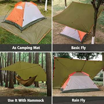 FREE SOLDIER Waterproof Portable Tarp Multifunctional Outdoor Camping Traveling Awning Backpacking Tarp Shelter Rain Tarp (Brown 10×10.5ft)