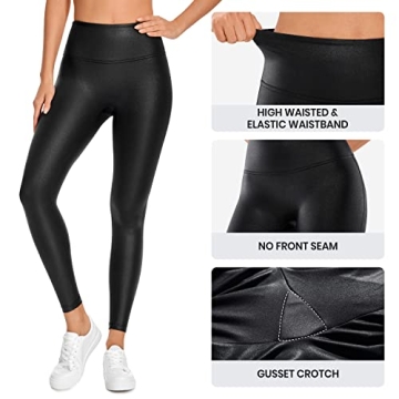 CRZ YOGA Faux Leather Leggings for Women - Stylish Comfort