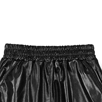 Mirawise Girls Metallic Shorts Shiny Hot Pants Sparkly Dance Outfits Short Pants with Sunglasses
