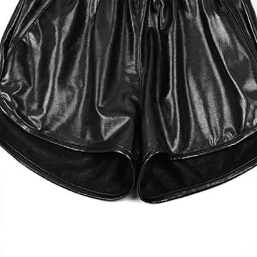 Mirawise Girls Metallic Shorts Shiny Hot Pants Sparkly Dance Outfits Short Pants with Sunglasses