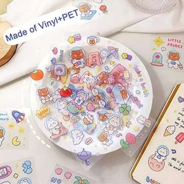 Cute Stickers Waterproof Water Bottle Laptop Scrapbook Vinyl Stickers Aesthetic Kawaii Clear Stickers Packs for Journaling Gifts for Kids Girls Boys, Pack of 1000 Pcs/100 Sheets (Space Star Travel)