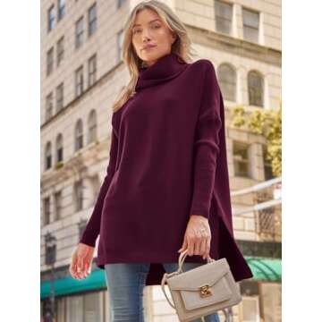 LILLUSORY Oversized Turtleneck Pullover for Women