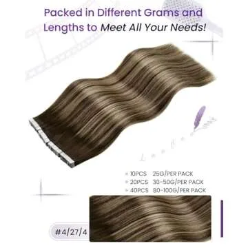 LaaVoo Human Hair Tape in Extensions Balayage Brown to Caramel Blonde with Brown Tape in Human Hair Extensions Tape in Hair Extensions Real Human Hair Skin Weft 20pcs 50g 16 Inch