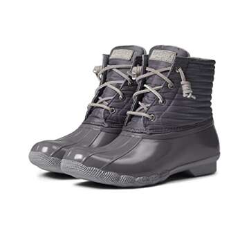 Sperry Women's Saltwater Nylon Snow Boot, Grey Puff, 8