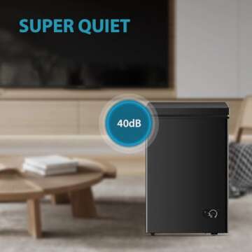 Saeoola Chest Freezer 3.5 Cu.Ft Small Deep Freezer With Adjustable Temperature,Top Door,Energy Saving,Freestanding Compact Mini freezer With Removable Basket,For Apartment/Garage/office/kitchen(Black)