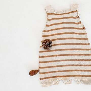 Simplee kids Baby Girls Knit Rompers Newborn Baby Striped Sleeveless Jumpsuit Outfits