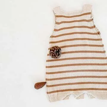 Simplee kids Baby Girls Knit Rompers Newborn Baby Striped Sleeveless Jumpsuit Outfits