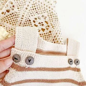 Simplee kids Baby Girls Knit Rompers Newborn Baby Striped Sleeveless Jumpsuit Outfits