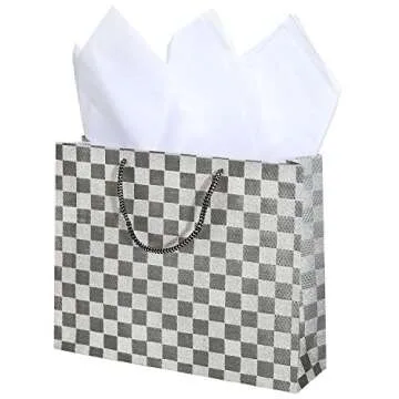 MyGift Versatile Glitter Checkerboard Gift Bags Set