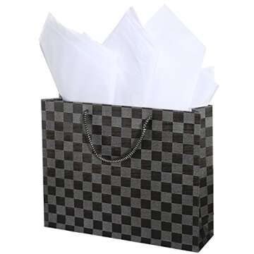 MyGift Versatile Glitter Checkerboard Gift Bags Set