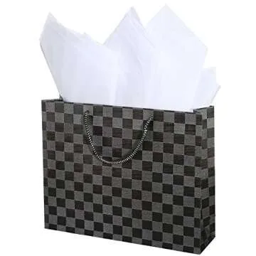 MyGift Versatile Glitter Checkerboard Gift Bags Set